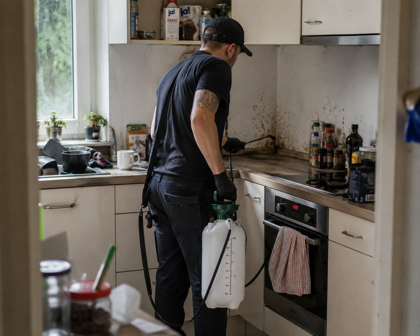 Kammerjäger bei Schädlingsbekämpfung im Einsatz